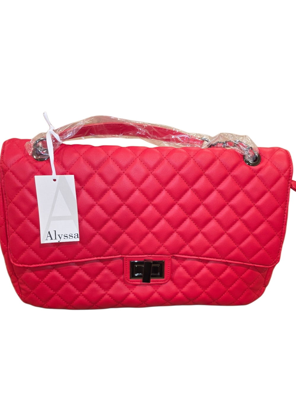 Brand New - Extra Large Red Messenger Bag with Chain Strap